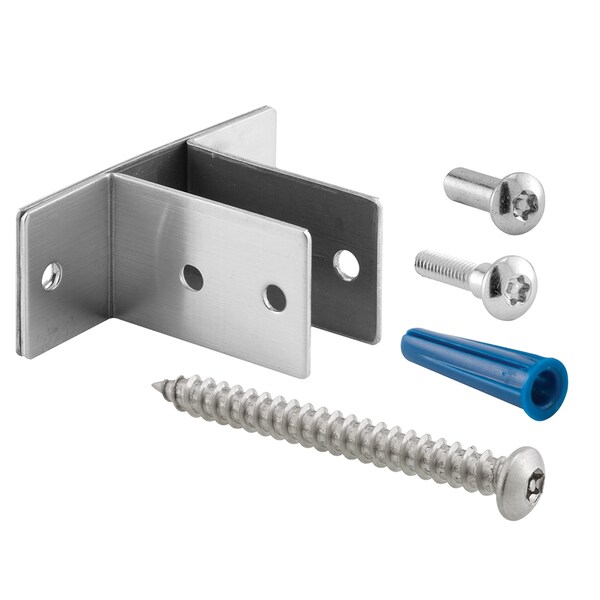 Two Ear Wall Bracket, For 3/4 in. Panels, Stainless Steel, Satin Single Pack